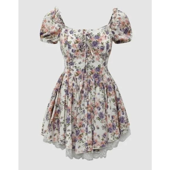 Cider Floral Lace Patchwork Dress NEW M - Picture 1 of 9